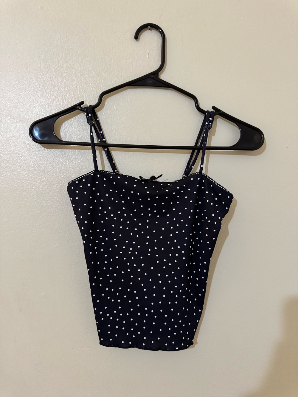 Madden Girl Black & White Polka Dot Spaghetti Strap Cami